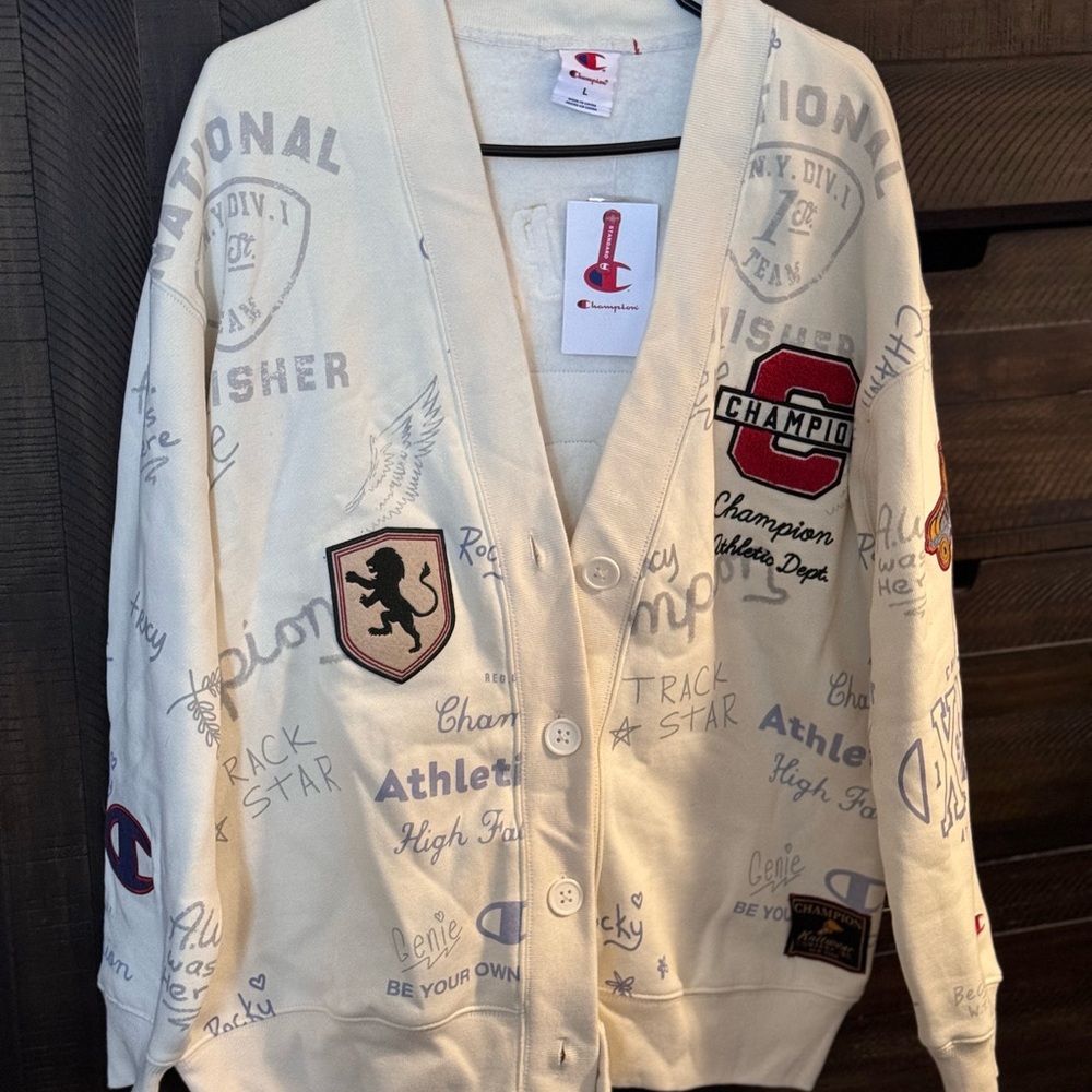 Champion Off-White Cardigan with Button Detail